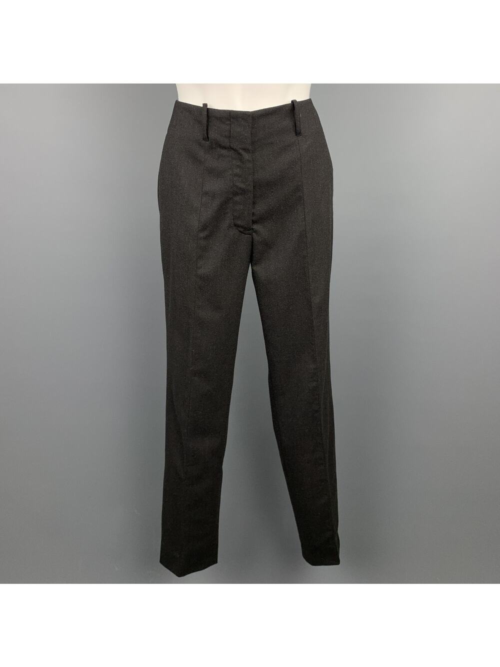 JIL SANDER Size 0 Charcoal Virgin Wool Straight Leg Dress Pants